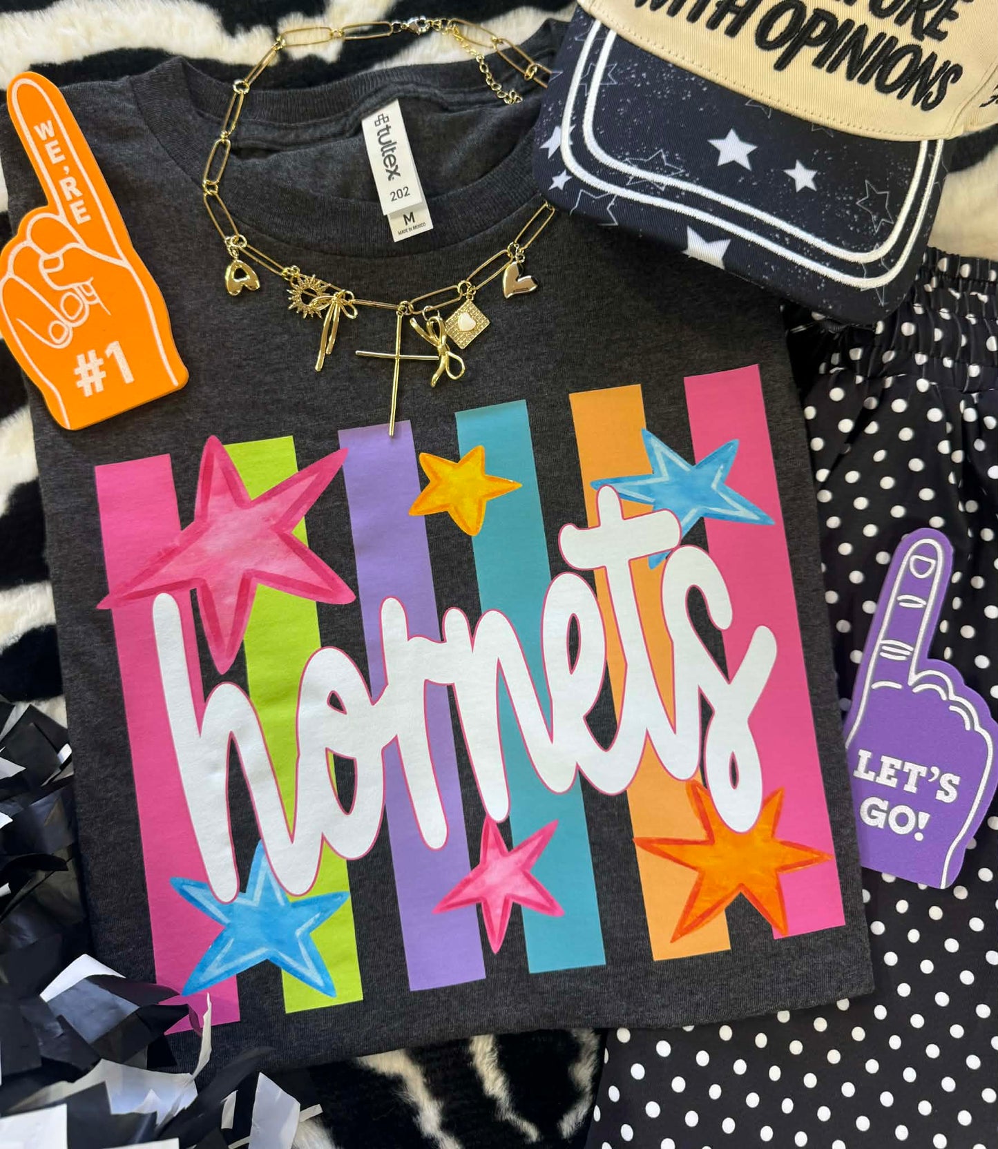 HORNETS NEON RAINBOW STARS TEE