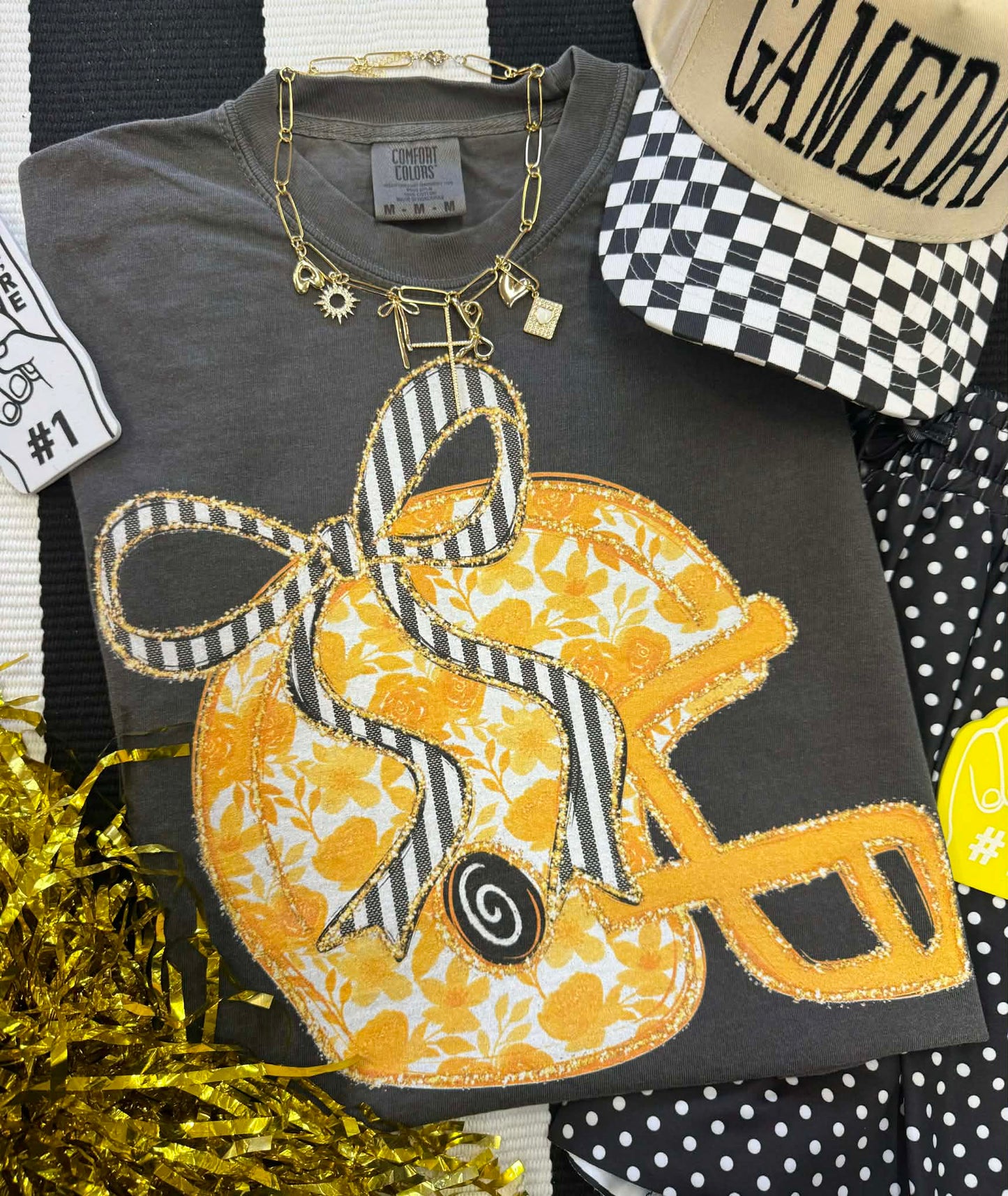 GOLD FLORAL HELMET TEE