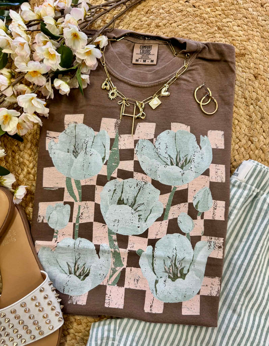 CHECKERED TULIPS TEE