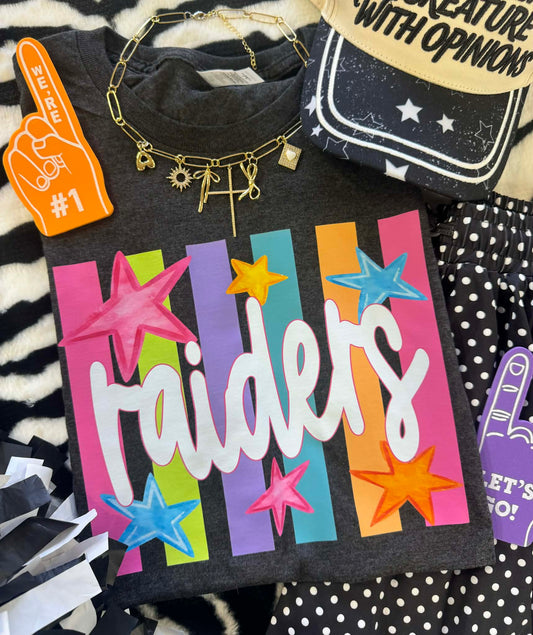 RAIDERS NEON RAINBOW STARS TEE