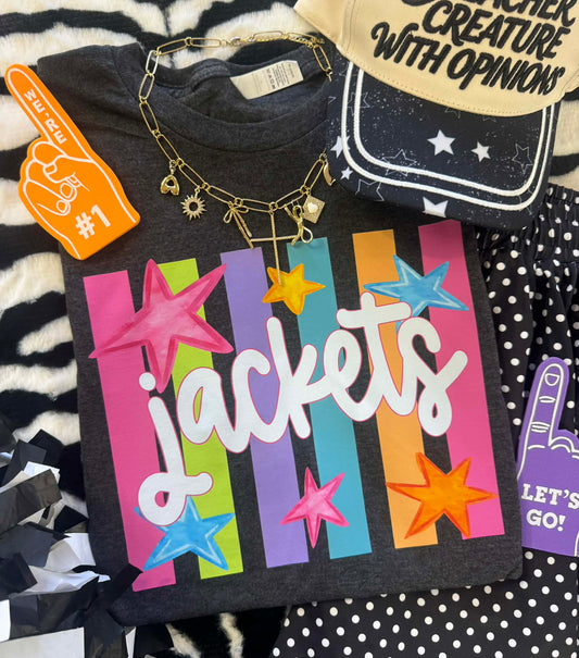 JACKETS NEON RAINBOW STARS TEE