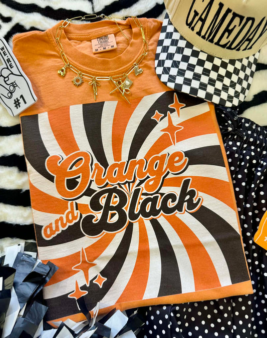 ORANGE & BLACK RETRO TEE