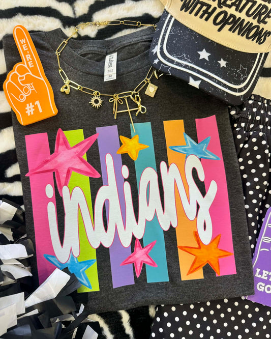 INDIANS NEON RAINBOW STARS TEE