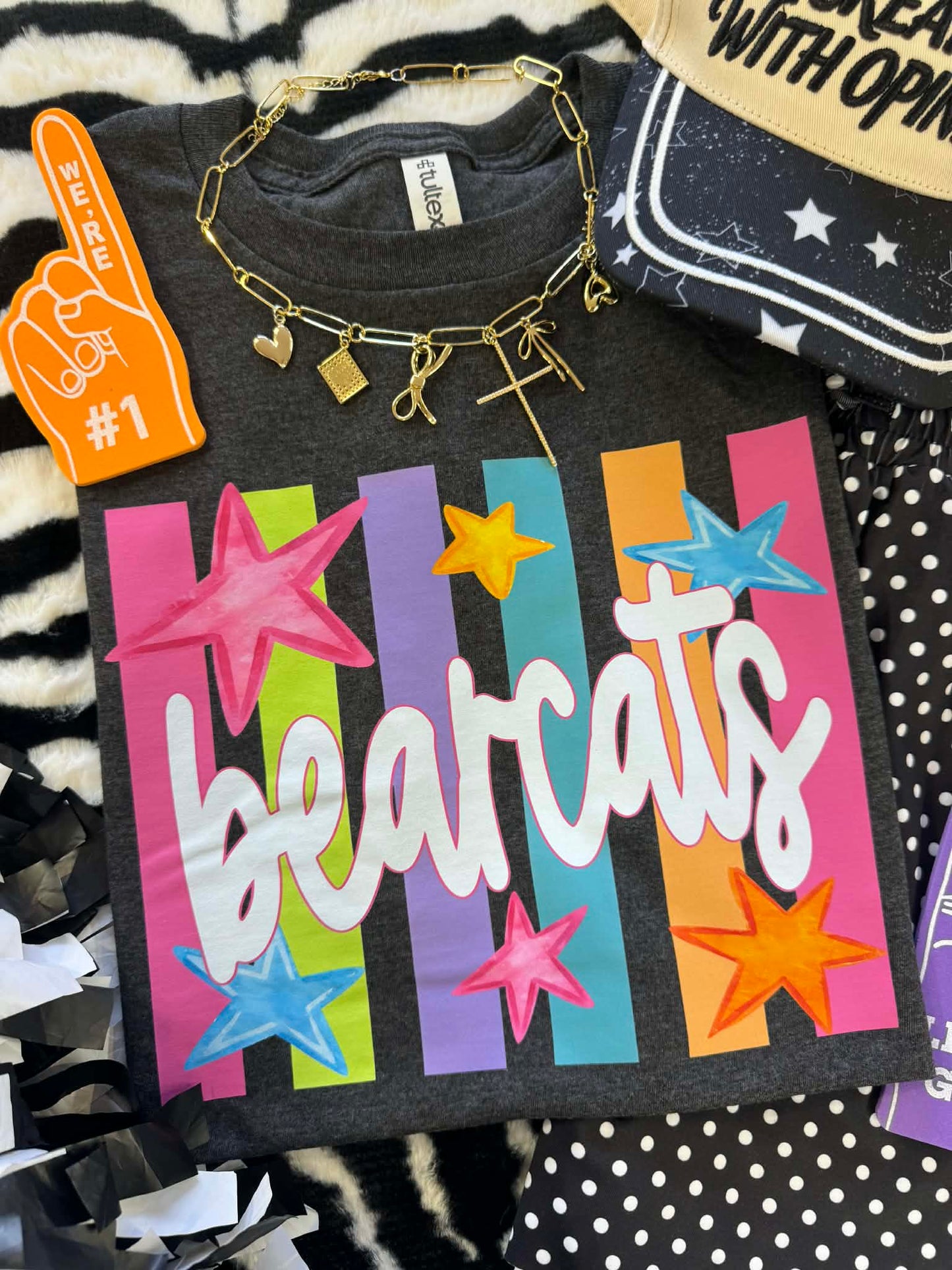 BEARCATS NEON RAINBOW STARS TEE