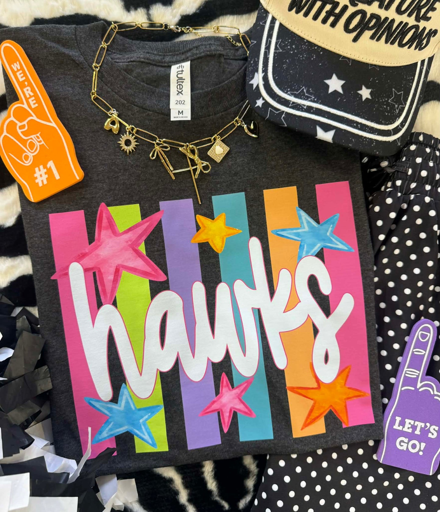 HAWKS NEON RAINBOW STARS TEE