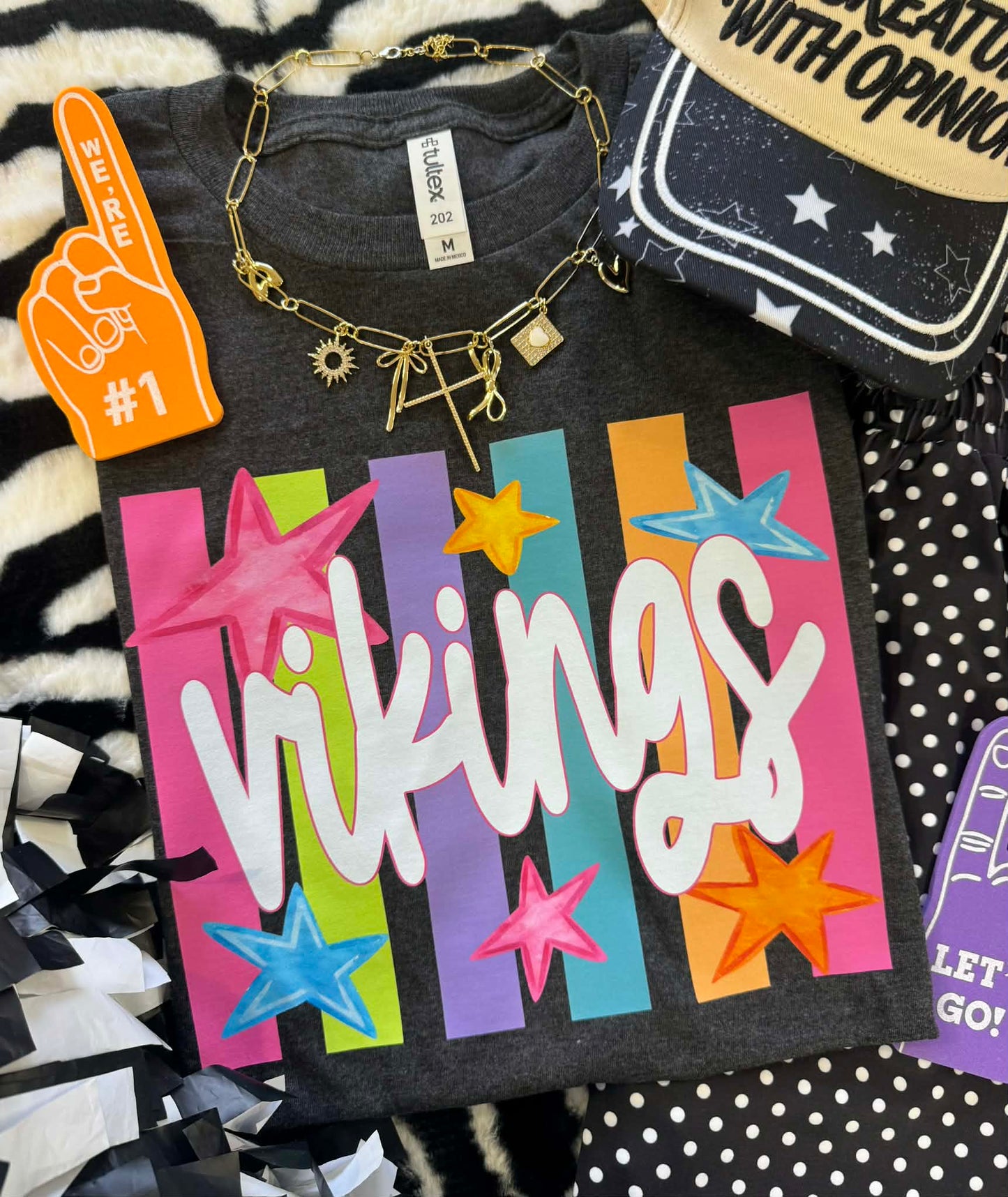 VIKINGS NEON RAINBOW STARS TEE