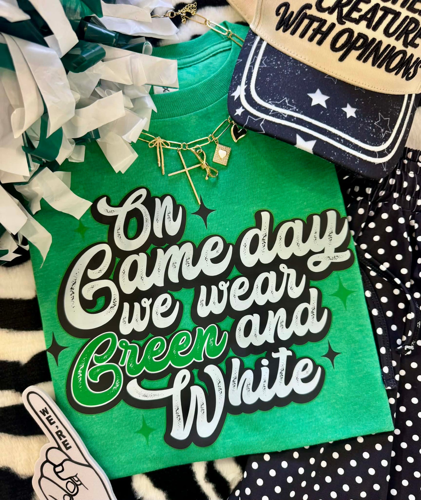 ON GAMEDAY WE WEAR GREEN AND WHITE TEE