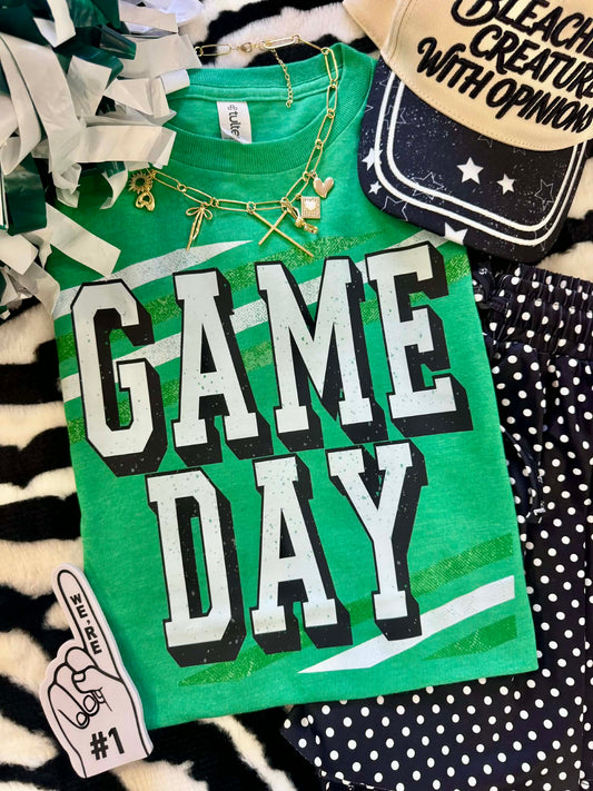 GREEN GAME DAY STRIPES TEE