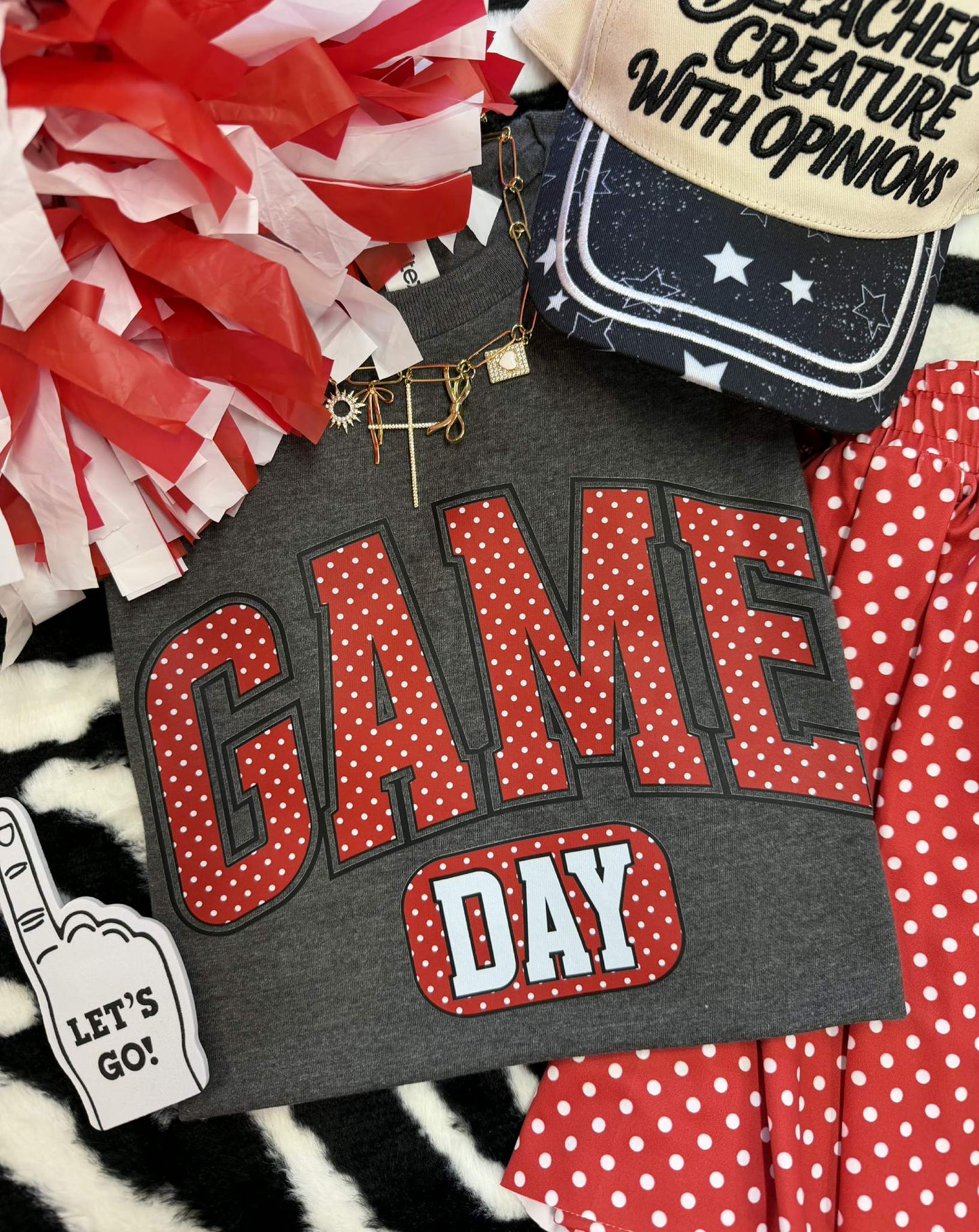 GAME DAY RED POLKA DOTS TEE