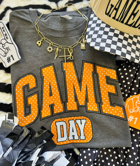GAME DAY ORANGE POLKA DOTS TEE