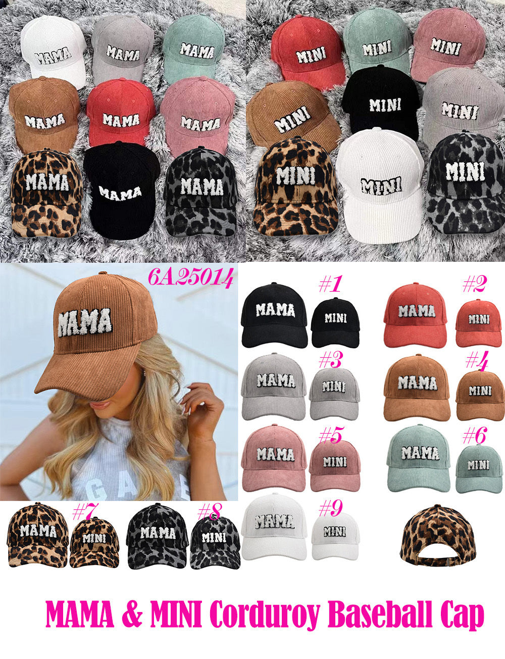 Mama & Mini Corduroy Baseball Caps