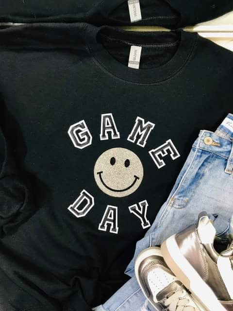 Game Day Classic Rhinestone Happy Patch Sweatshirt