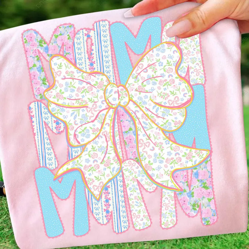 Mama Floral Font Bow DTF Graphic