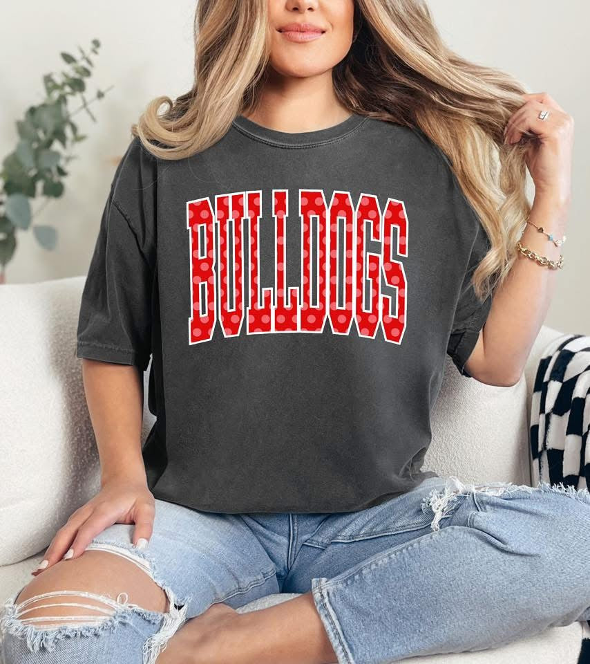 Bold Varsity CUST40 Polka Dot Font DTF Top