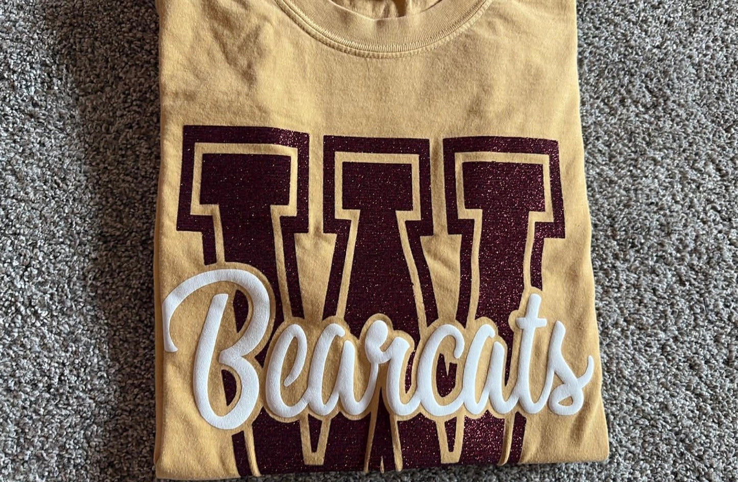 Varsity Glitter Letter Cursive Puff Graphic GAME20 Apparel