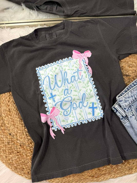 What a God Coquette Frame DTF Tee